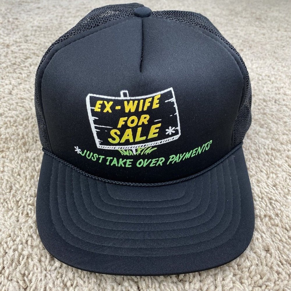 Vintage Madhatter Ex Wife For Sale Hat Humor Black SnapBack Foam Trucker‎ Cap